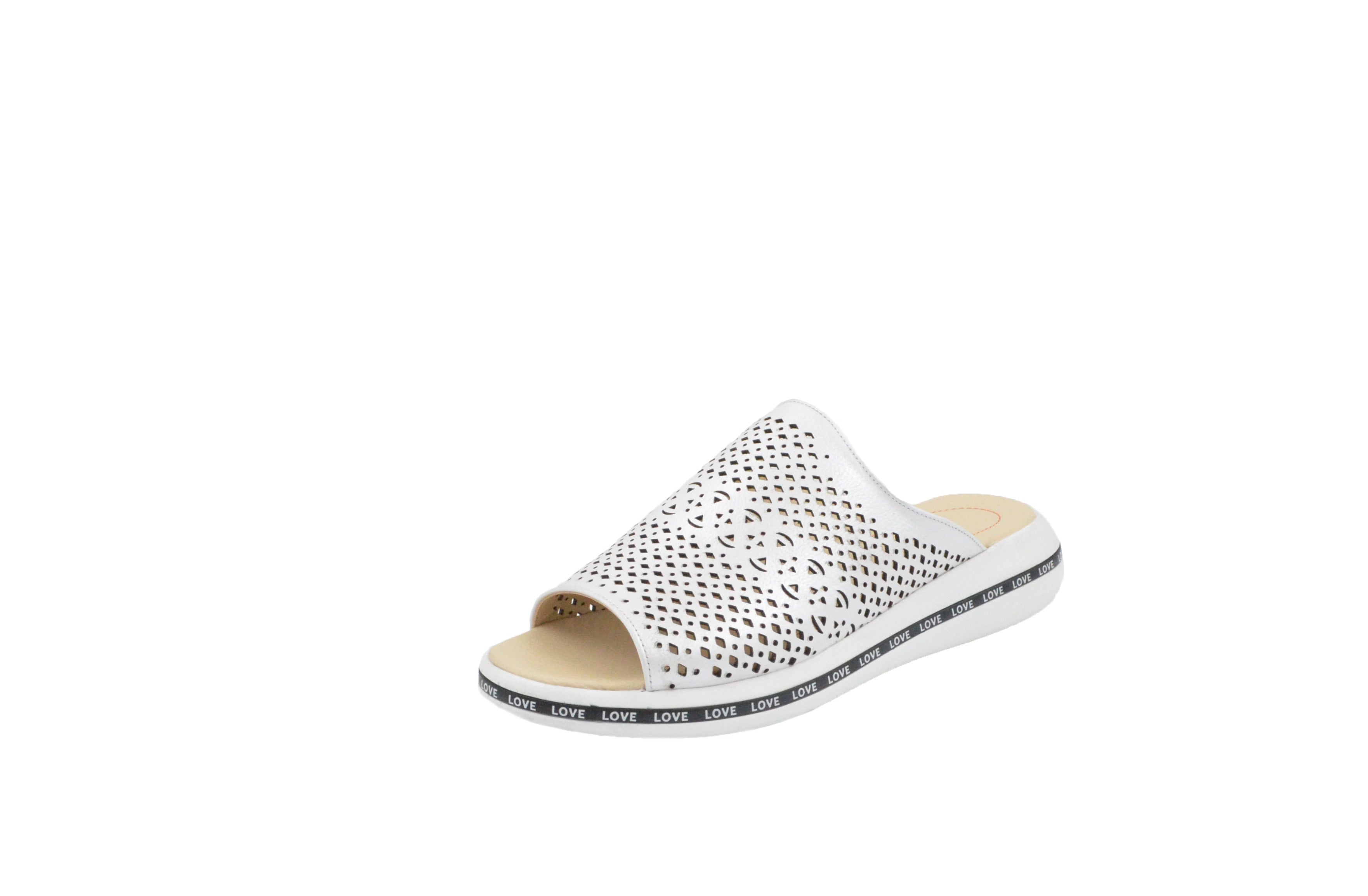 Sandale Dama din Piele Naturala,papuc,alb