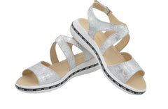 Sandale Dama din Piele Naturala,silver,scris